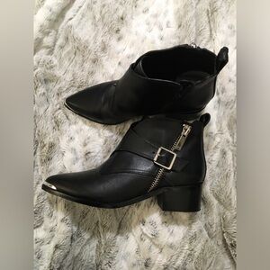 Marc Fisher Black Ankle Booties with Silver Accents